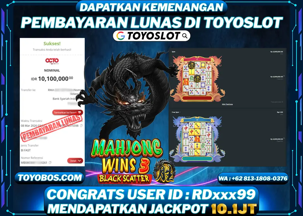 BUKTI KEMENANGAN Mahjong Wins 3 - Black Scatter Rp10,100,000- LUNAS